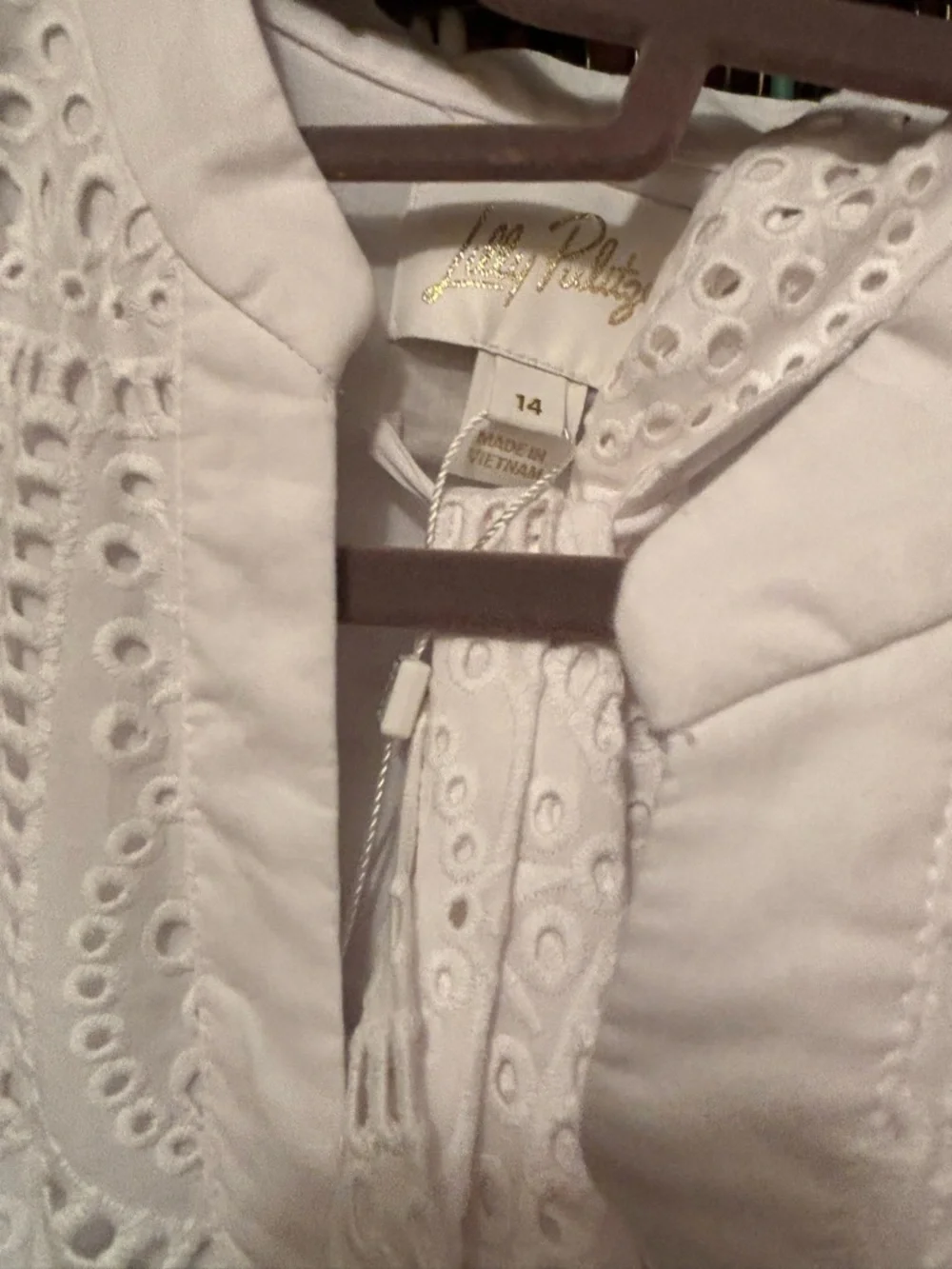 Lilly Pulitzer White Eyelet Puff-Sleeve Tie Mini Dress - Picture 7 of 8
